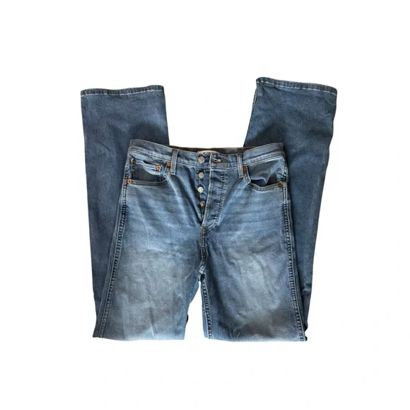 Re/Done Light Blue faded 90 loose fitted Straight Leg redone lux Jeans NEW Sz 27 - Picture 2 of 14